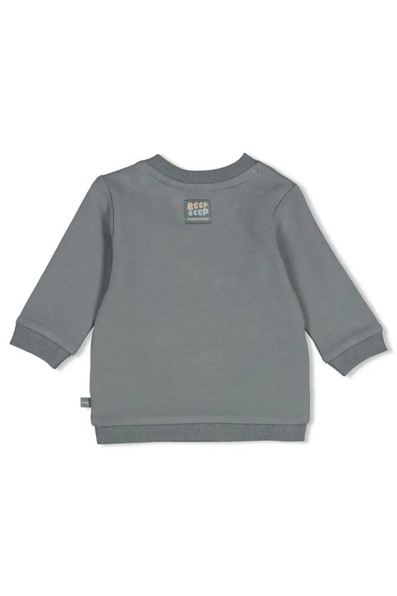 Feetje Sweater Beep Beep zeegroen, kindertrui